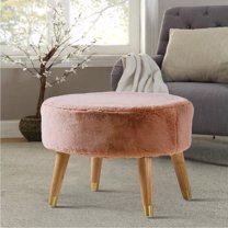 Home Soft Things Heavy Faux Fur Oval Ottoman - Burnt Orange - 22" x 18" x 18"