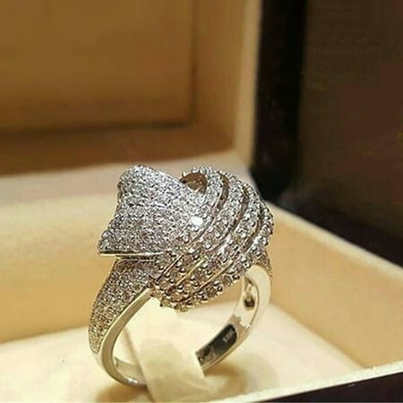 Bridal Party Jewelry Gifts - Obstce Fashion Women Jewelry Intertwining Rhinestone Ring Hollow Party Bridal Gift
