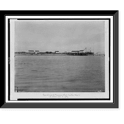 Historic Framed Print, General view of receiving wharf, quarters, shops, etc. at inner end of jetty, 17-7/8" x 21-7/8"