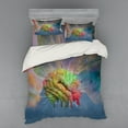 thumbnail image 2 of Psychedelic Duvet Cover Set, Brain Storm Fantasy Visual Modern Mental Ethereal Energy Fiction, Bedding Set with Shams and Fitted Sheet, 3 Sizes, by Ambesonne, 2 of 3