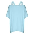 thumbnail image 5 of Fesfesfes Womens Oversized Tshirts Women's Summer Solid Short Sleeve Fragmented Flower Shoulder Strap Round Neck Tops Blouses Womens Tshirt 6XL(US:20), 5 of 6