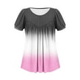 thumbnail image 7 of Hot Pink Teen Girls Pleated Plain Tshirts Gradient Loose Fit Tee Tops for Women Short Sleeve Crew Neck Brunch Summer Fall Tee Shirt 2025 Clothing XXL, 7 of 7