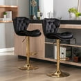 thumbnail image 6 of Mid Century Modern Swivel Bar Stools Set of 2, Velvet Upholstered Barstools with Ergonomic Backrest and Golden Base, Adjustable Counter Height Bar Chairs, for Home Pub Kitchen Island, black, 6 of 9