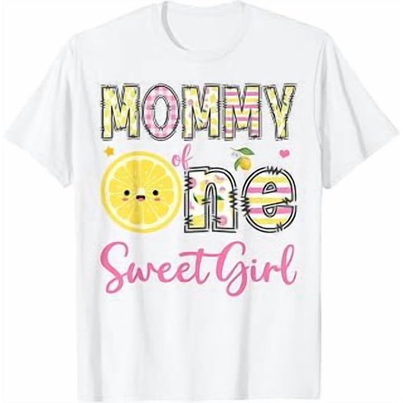 Mommy of One Sweet Girl, Pink Lemon, 1st Birthday, Sweet Family, Short Sleeve T-Shirt