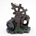 thumbnail image 4 of Aquarium Fish Tank Landscaping Reptile Box Fish Shrimp Cichlid Fish Avoid Cave Nest Simulation Resin Dilapidated Wine Barrel Decoration, 12.5*7*, 4 of 5