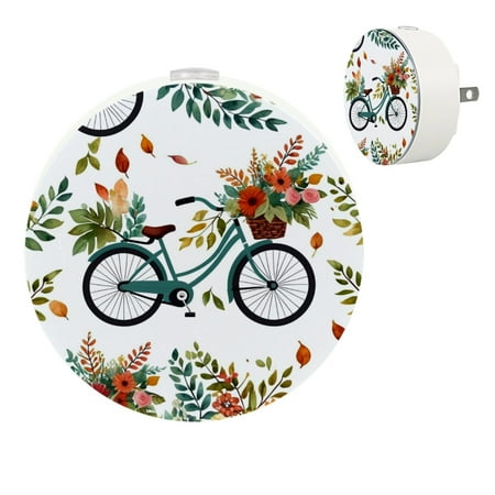 

YZUOUZY Lamp for Bedroom Night Lights Bedroom Lamps Set of 2 Autumn Flowers Leaves Vintage Bicycles