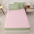 thumbnail image 4 of Castle Fairy Boho Horizontal Stripe Zipper Full Size Comforter Sets with Fitted Sheet and 2 Pillowcases,Bohemian Thin Line Zipper Bedding Set,Sage Pink White,Reversible, 4 of 5