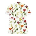 thumbnail image 5 of Fiudx Liquidación de Ahorros de Verano Camiseta Holgada de Manga Corta con Encaje y Cuello En V Informal con Estampado a La Moda para Mujer, 5 of 5