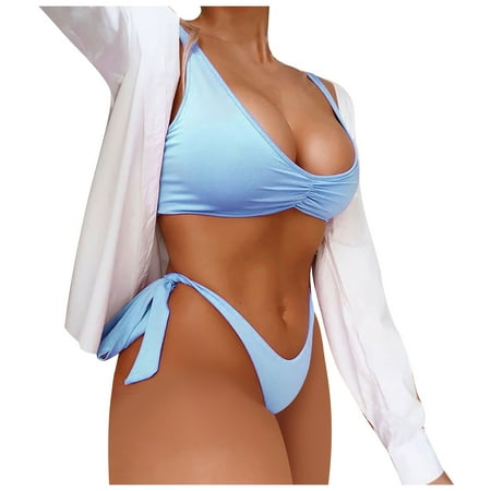 

KDDYLITQ Womens Sexy Teddy Bra and Panty Sets Plus Size Babydoll Lingerie Tie Lingerie Set Light blue M