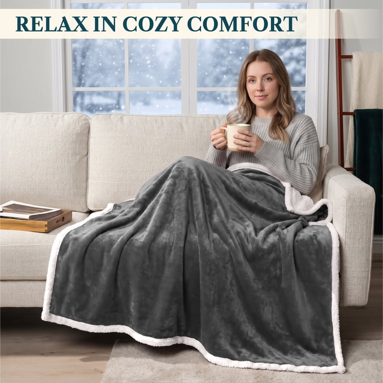 Pavilia Sherpa Fleece Throw Blanket, 50x60 Inches photo 4