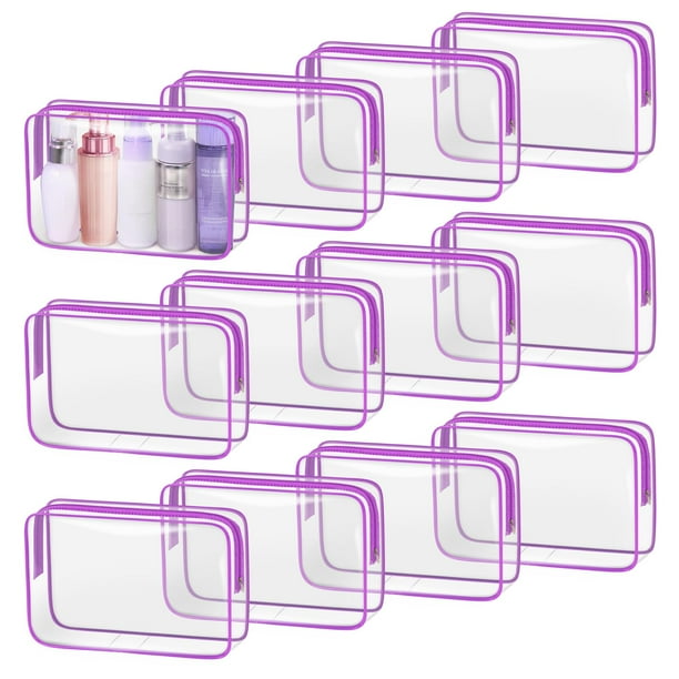 Bolsa de maquillaje TISRATOK, violeta transparente, 12 unidades, para viajes de mujer