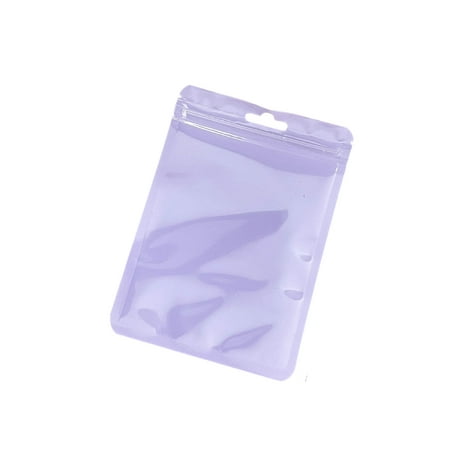 

Profit 100Pcs Bags Pouches Packaging Macaron Jewelry Sealing for Zipper Storage Transparent Clear Earring Bracelet Accessories Purple