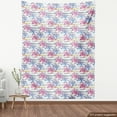 thumbnail image 4 of Ambesonne Lily Pattern Fabric by the Yard Upholstery, Botany Floral Boho Art, 5 Yards, Hot Pink Pale Azure Blue, 4 of 5