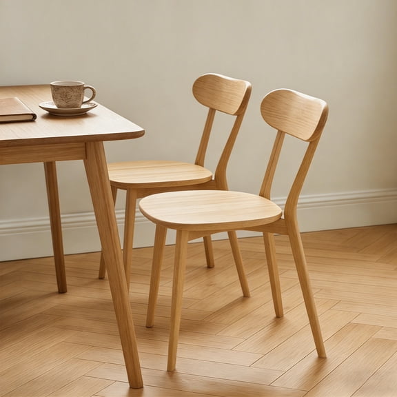 Dtwnek Set of 2 Dining Chairs with Wood Frame, Modern Side Chairs for Dining Room, Kitchen, Living Room, Brown