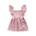 thumbnail image 1 of Fortune Baby Girls Ribbed Dress Infant Solid Color Fly Sleeve Ruffles A-line Dresses, 1 of 8