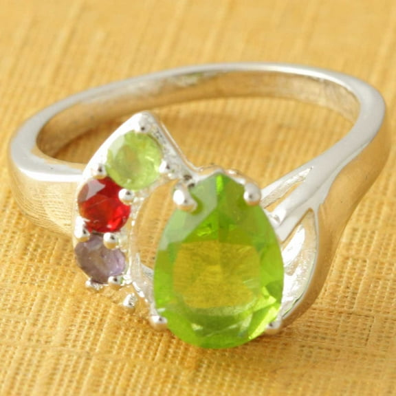 925 Sterling Silver Overlay Collectible Ring Multi Hydro Quartz