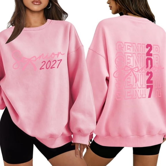 Senior 2027 Sweatshirt Hoodie Class Of 2027 Shirt Pink Coquette Bow Graduation Shirts For Women S