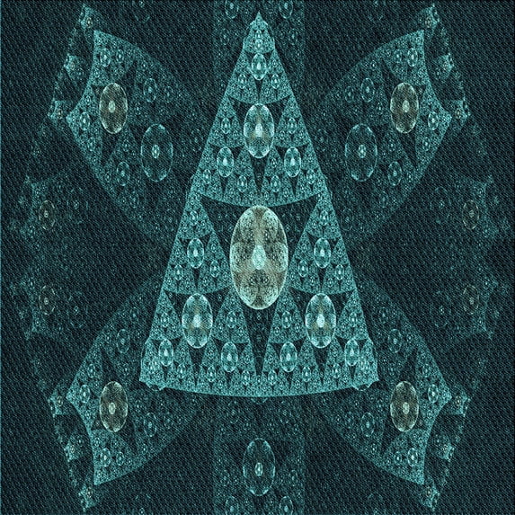 Ahgly Company Indoor Square Patterned Dark Cyan Green Area Rugs, 5' Square