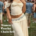 thumbnail image 3 of Women Concho Chain Belt Western Cowgirl Turquoise Metal Chain Belt for Dress, 3 of 6