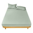 thumbnail image 2 of Bed Sheet Sets Cozival Solid Color Yarn-Dyed Bedding Set, Includes 1 Flat Sheet And 2 Standard Pillowcases, Breathable And Soft for All-Season Comfort, Multiple Size Options Available, Green, 2 of 5