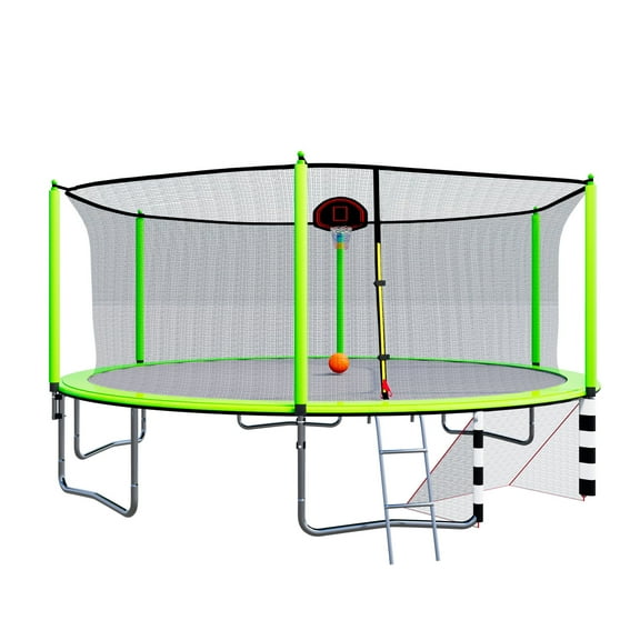 SkyBound 16ft Backyard Trampoline for Kids with Top Cover Outdoor Kids Trampoline,Green