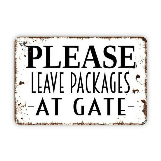 (Metal de aluminio) Letrero de metal para dejar paquetes en la puerta, letrero de metal para pequeñas empresas, letrero de metal moderno y contemporáneo para pared, tamaño: 16 x 12 pulgadas