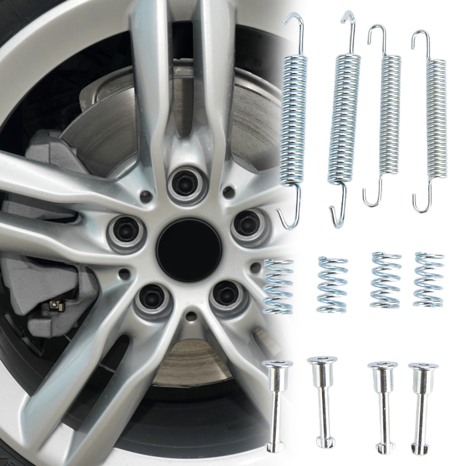 Essen Parking Brake Shoes Fitting Kit Durable Repairing Set 34410410825 For Bmw E46 E90 E91 Silver