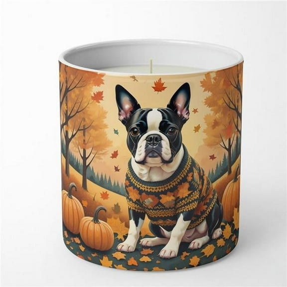 10 oz Unisex Boston Terrier Fall Decorative Soy Candle