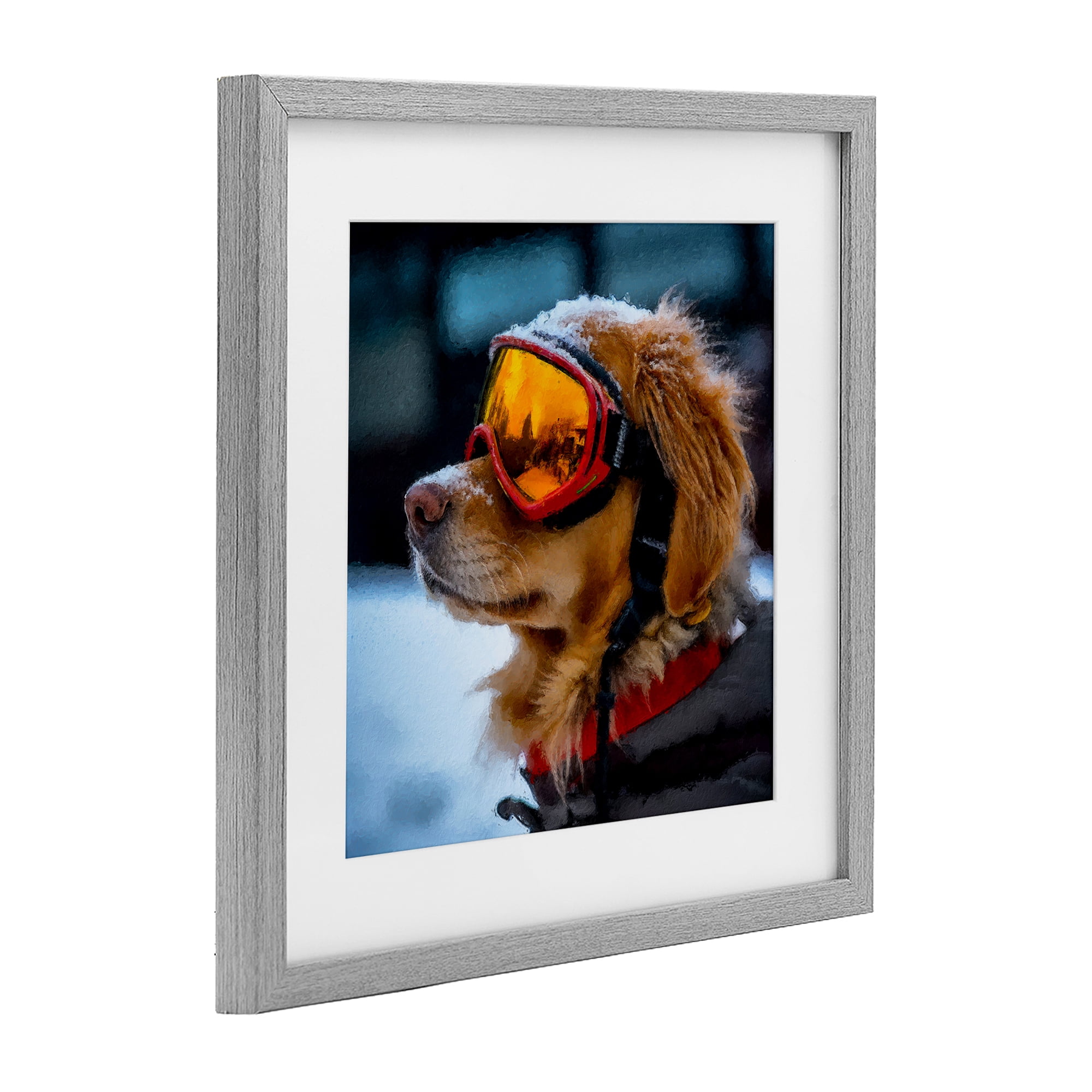 Stupell Industries Ski Goggles Dog Gray Framed Print Under Glass, design by Sean Parnell