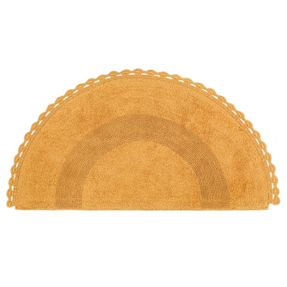 Savi Home Cotton Crochet Half Circle Bath Rug, Honey Mustard, 22" x 42"