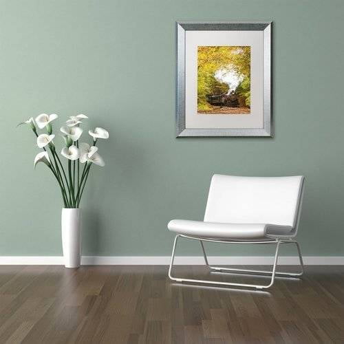 Trademark Fine Art 'Steam Train with Autumn Foliage' Canvas Art by PIPA Fine Art, White Matte, Silver Frame