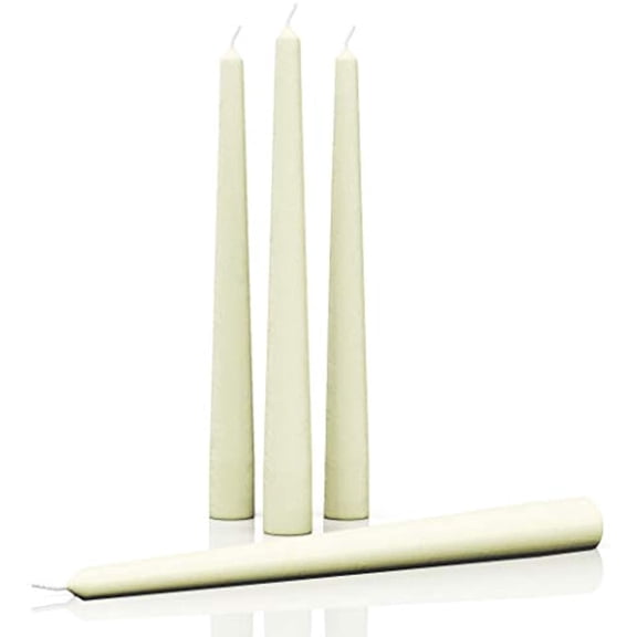 CANDWAX 12 inch Taper Candles Pack of 4 - Dripless Taper Candles and Unscented Candlesticks - Perfect as Dinner Candles and Household Candles - Ivory Candles
