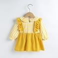 thumbnail image 4 of Baby Girls Clothes Set Toddler Long Sleeve Top Strap Overall Dress Girl Fall 2Pcs Suspender Skirt Outfits Yellow A 12-18 Months, 4 of 6
