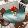 thumbnail image 2 of Turquoise Ombre Round Tablecloth 55-60 Inch Round Fitted Table Cloth with Elastic Edge, Contemporary Abstract Gradient Waterproof Table Cover Protector for Outdoor Picnic Party Dining, 2 of 9
