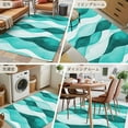 thumbnail image 6 of 3x5Ft Area Rugs Turquoise Stripes Non-Skid Rubber Backing Large Rectangle Rugs - Living Room Bedroom Home Office, Vintage Farmhouse Ripple Texture Art Indoor Floor Mat Carpets Washable Rug, 6 of 9