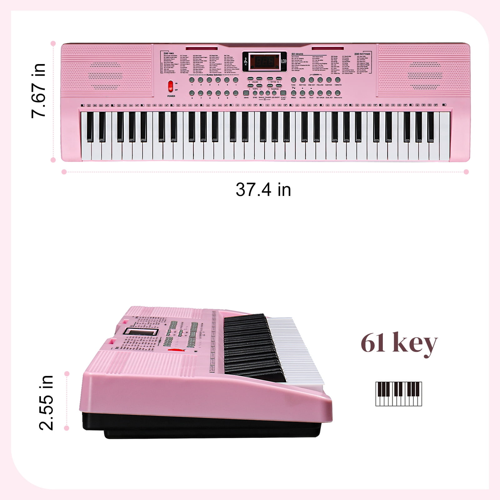 Ktaxon 61-Key Electric Keyboard Piano, Adjustable Stand and Bench