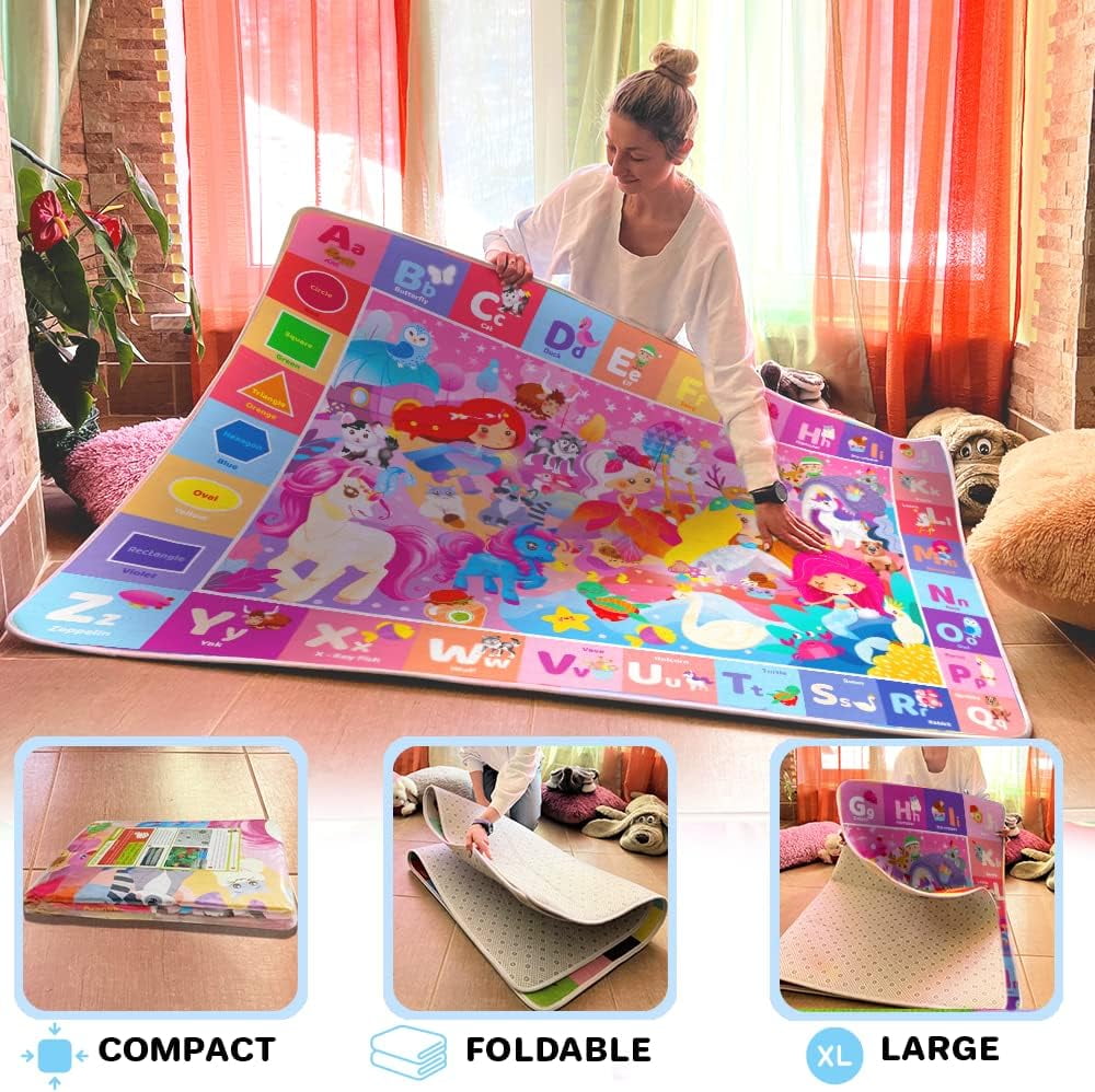 Quokka Non-slip Educational Crawling Play Mat for Babies and Toddlers - Soft Plush Alphabet Mat