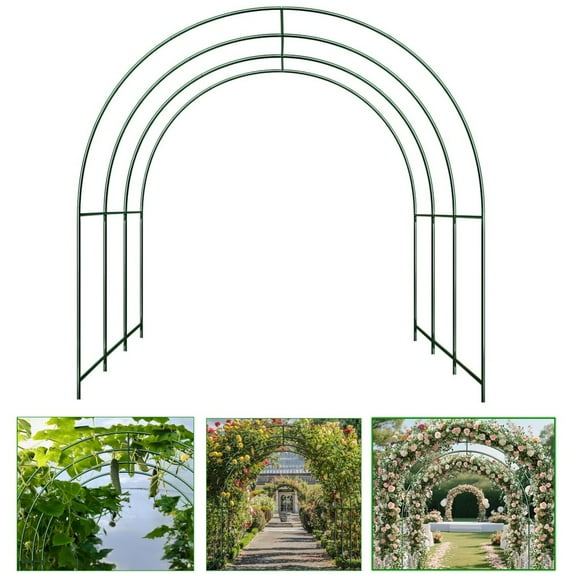 SHZOND Metal Garden Support Arch Frame for Climbing Plants, 118 x 84.6 x 86.6 Inch Large Plant Climbing Arbor Arch Outdoor for Vines, Weddings & Backyard Decoration (Green)