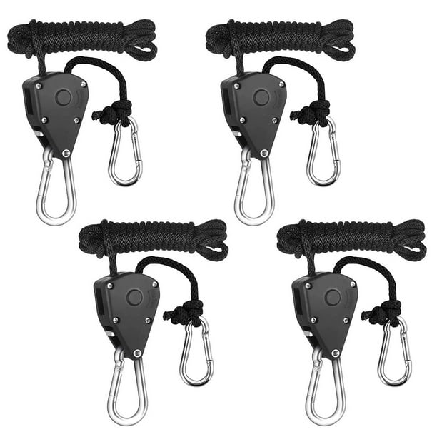 Ammoon 4pcs Pulley Ratchets Heavy Duty Rope Clip Hanger Adjustable