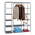 thumbnail image 4 of Wattne Portable Clothes Closet, Non-Woven Fabric Wardrobe with 1 Hanging Rod, 12 Storage Shelves, Storage Organizer, Gray, 4 of 8