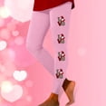 thumbnail image 2 of Women Valentine's Day Leggings Casual Solid with Side Love Print Trousers Slim Elastic High Wais Stretch Long Boot Pants A-Pink XXL, 2 of 5