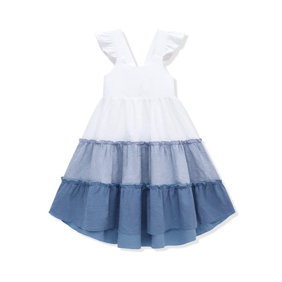 Vestido sin mangas con volantes y volantes Hipea 3-4T para niña