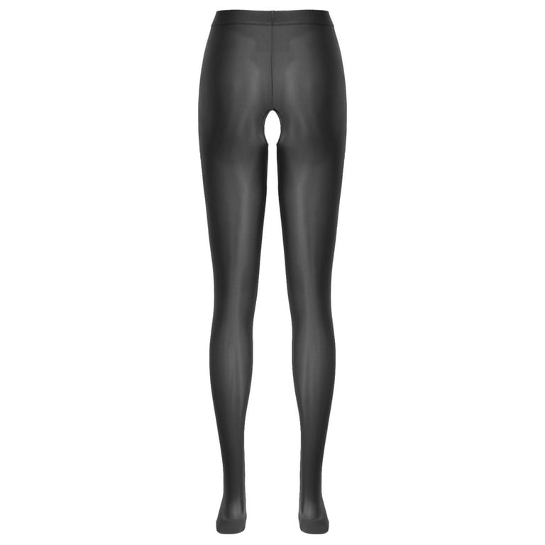 High Waist Shiny Black Spandex Leggings - Unbranded - Women's Small 