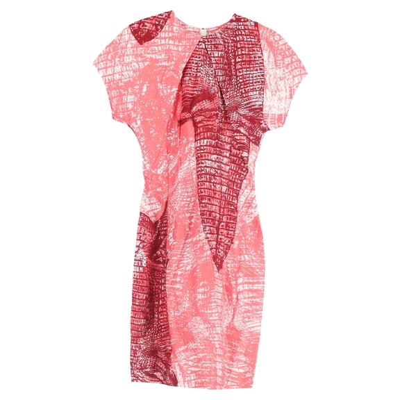 Pre-Owned Acne Studios Printed Knee-Length Short Sleeve Dress in Red Viscose