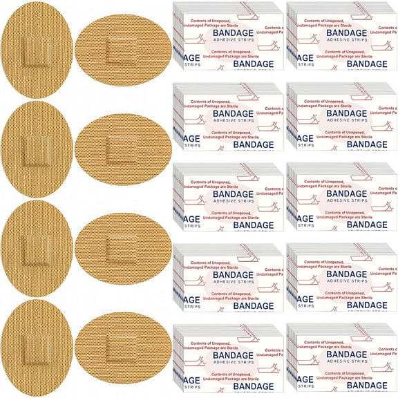 QARUN 200 Pcs Fabric Oval Flexible Adhesive Bandages 1'' x 1 1/4'' Spot Bandage Small Face Bandages with Non Stick Pad Latex Free Oval Bandages for Skin Wound Care