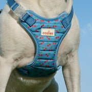 Oodles Blue Tart Cherries Quilted Adjustable Dog Harness, Small