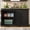 Black+4 cabinet, variant on Mirightone 55-75 Gallon Fish Tank Stand with 4 Storage Cabinets, Heavy Duty Wood Aquarium Stand with Power Outlet for Turtle Tank, Reptile Terrarium, White
