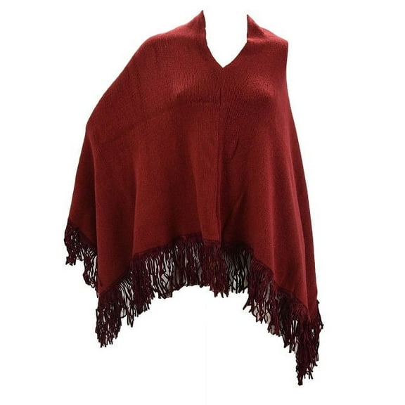 Lava Accessories Women's Fringe Midnight Poncho in Burgundy