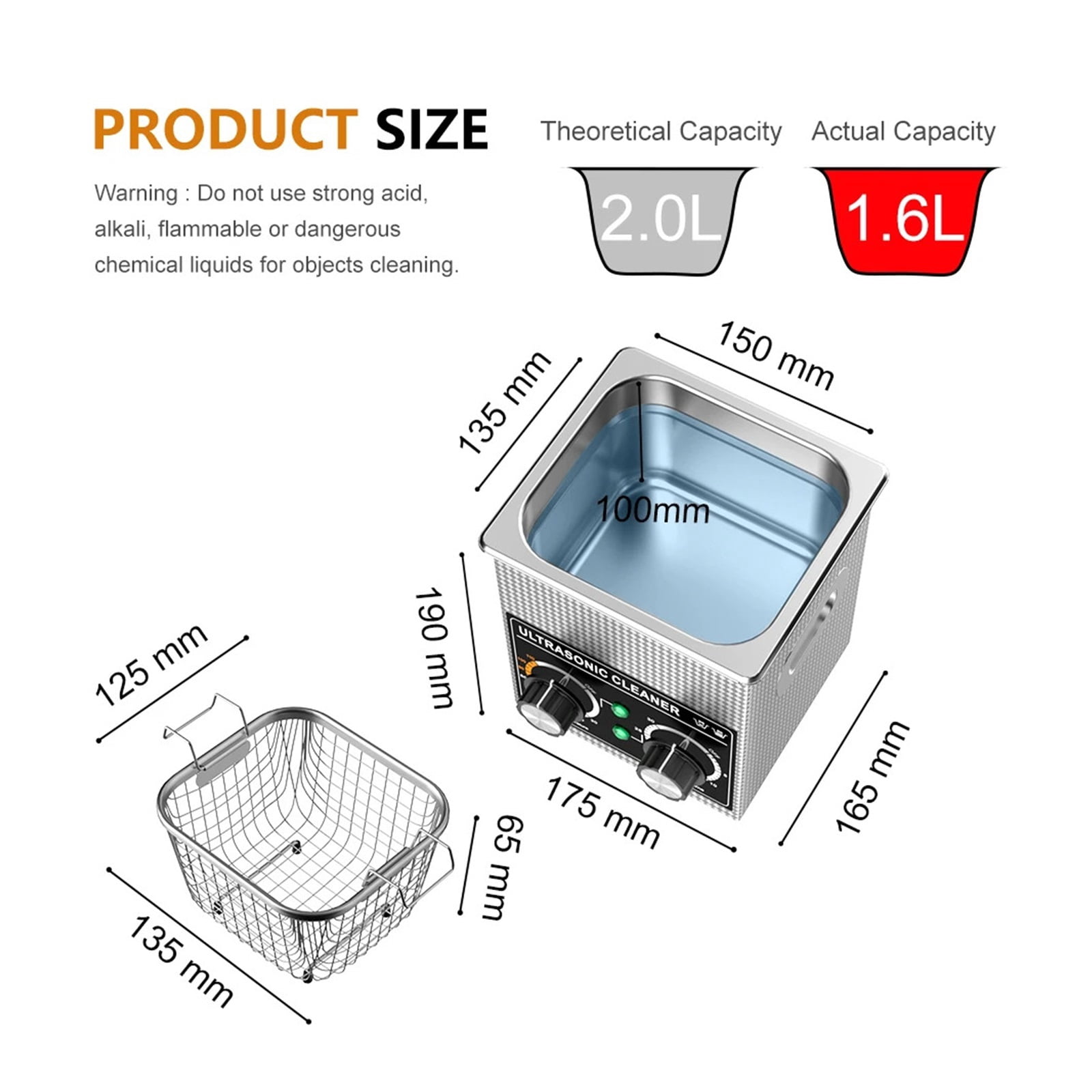 Ultrasonic Cleaner Bath 2L 60W/120W with Stainless Basket Heater Timer Digital Display Diswasher Ultrasound Home Appliances