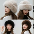 thumbnail image 6 of Gifts Fashion Cover Head Cap Ear Protection Solid Warm Winter Hat Faux Fur Hat Earmuffs Cap Berets BLACK, 6 of 8